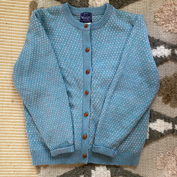 Woolrich Sweaters - WOOLRICH True Vintage Wool Blue + Pink Cardigan - XL